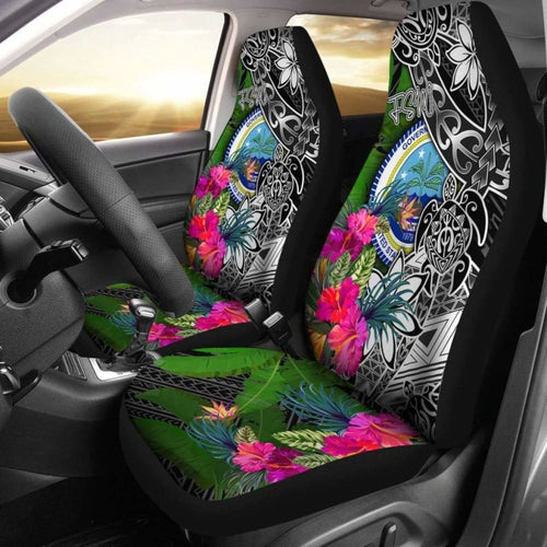 Federated States Of Micronesia Car Seat Covers - Turtle Plumeria Banana Leaf - Amazing