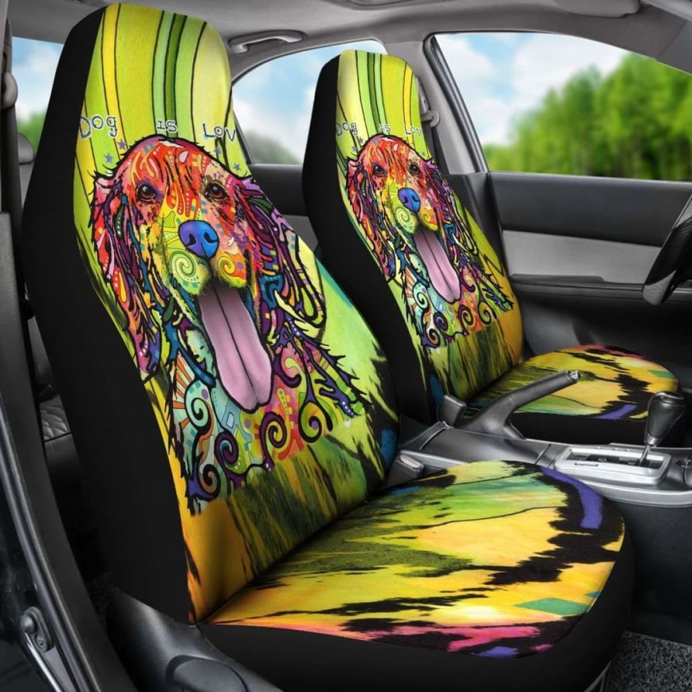 Golden Retriever Design Car Seat Covers Colorful Back