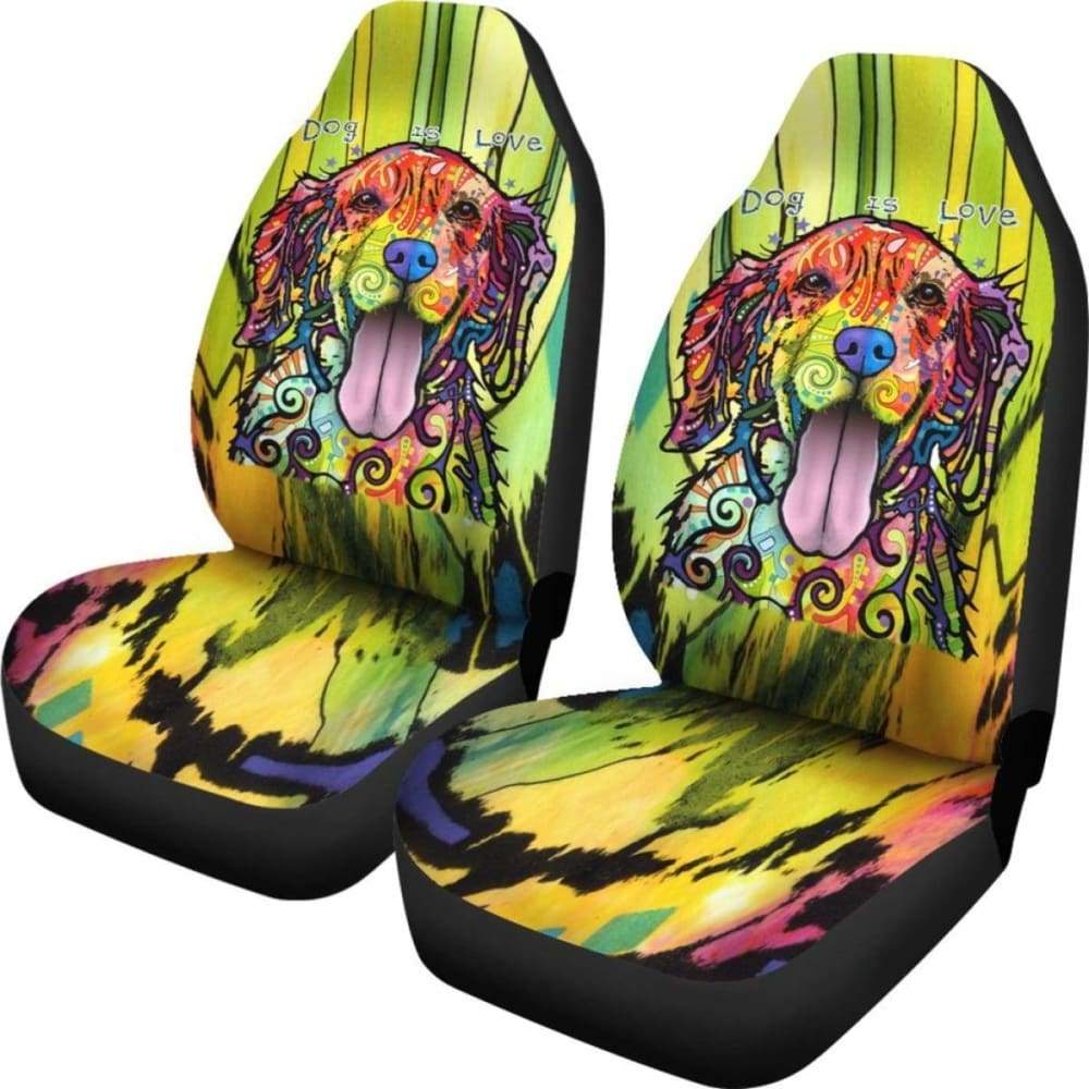 Golden Retriever Design Car Seat Covers Colorful Back