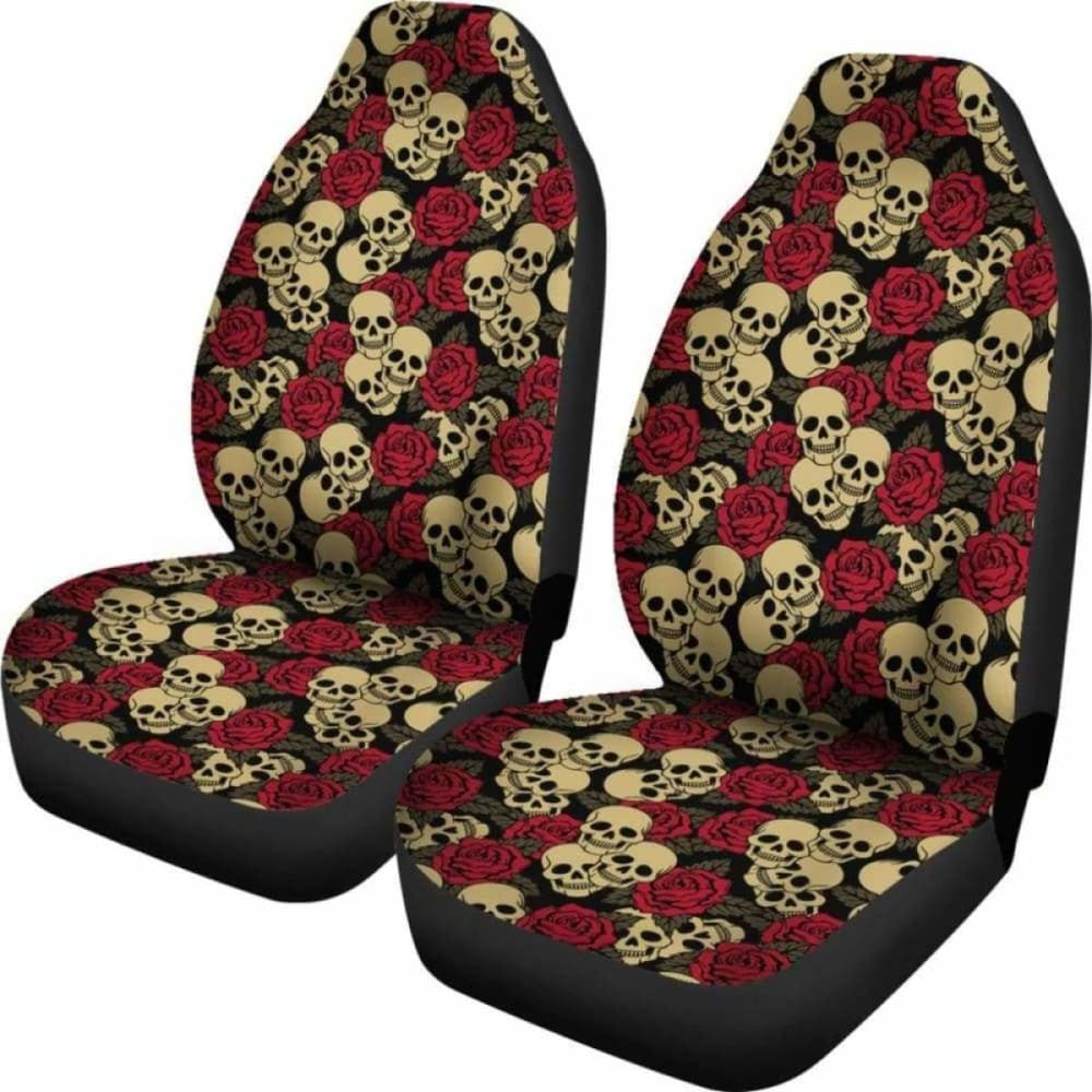 Set Of Day Of The Dead Sugar Skull Car Seat Covers