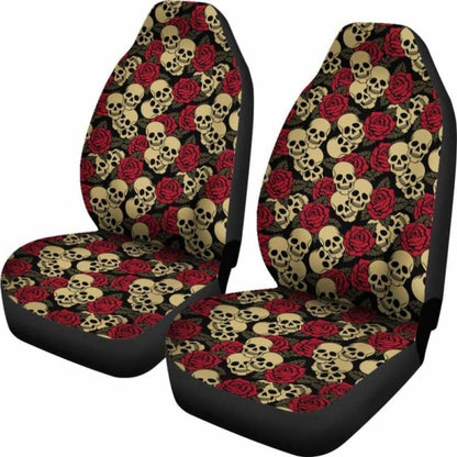 Set Of Day Of The Dead Sugar Skull Car Seat Covers