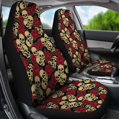 Set Of Day Of The Dead Sugar Skull Car Seat Covers