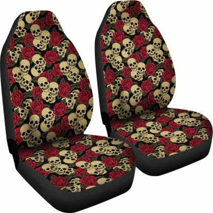 Set Of Day Of The Dead Sugar Skull Car Seat Covers