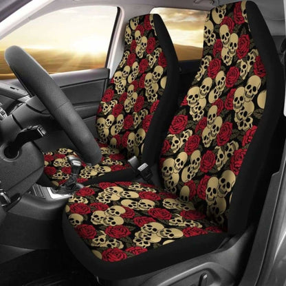 Set Of Day Of The Dead Sugar Skull Car Seat Covers