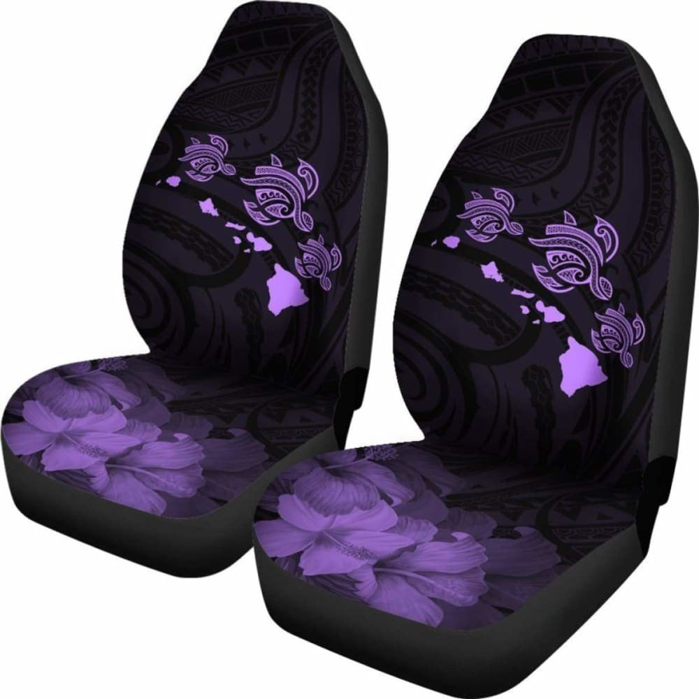 Hawaii Hibiscus Map Polynesian Ancient Violet Turtle Car Set Covers - New - Awesome