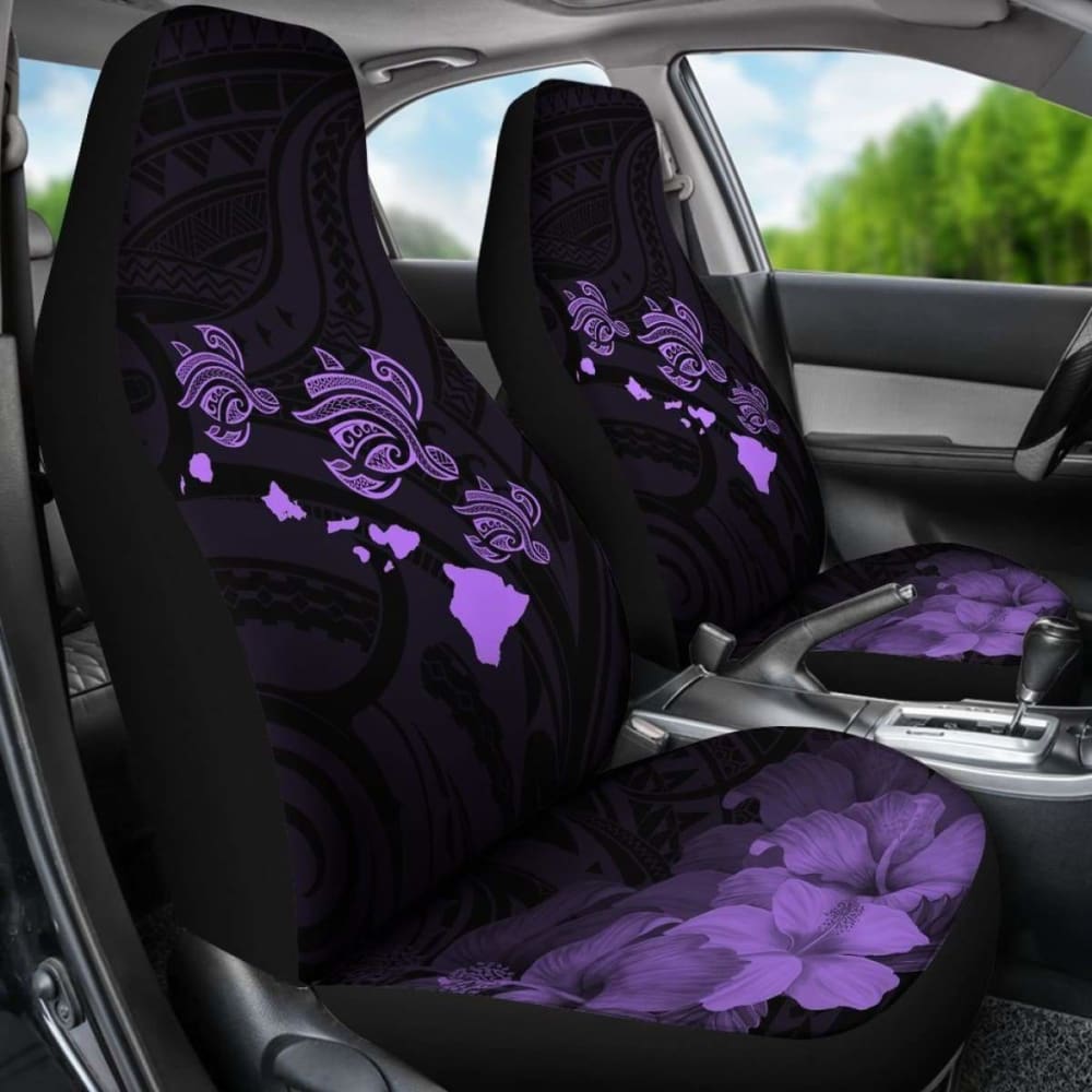 Hawaii Hibiscus Map Polynesian Ancient Violet Turtle Car Set Covers - New - Awesome
