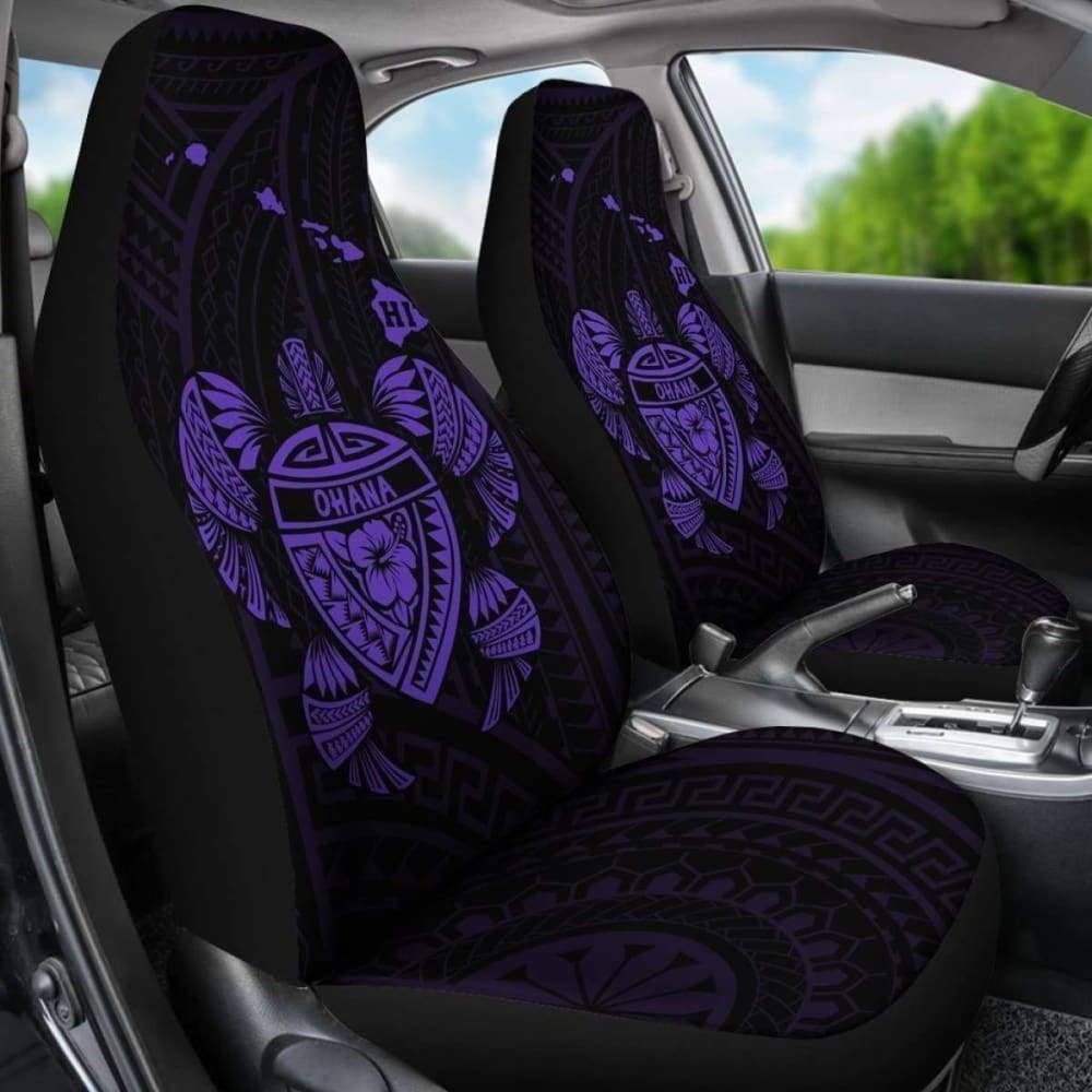 Hawaii Turtle Hibiscus Map Car Seat Covers - Purple - New -