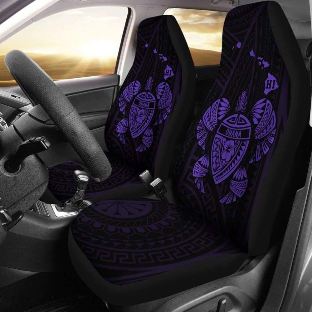 Hawaii Turtle Hibiscus Map Car Seat Covers - Purple - New -