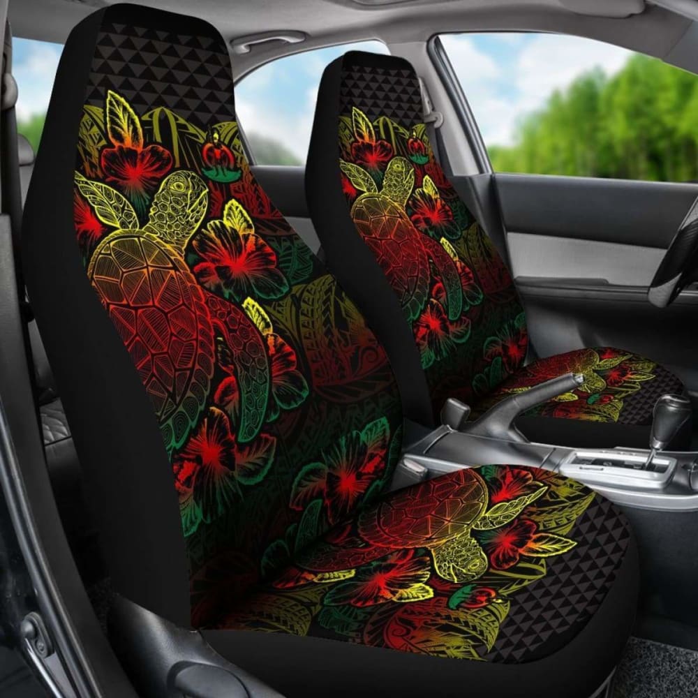 Vanuatu Car Seat Covers - Vanuatu Coat Of Arms Turtle Hibiscus Reggae - New
