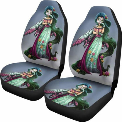 Set Of Pcs Beautiful Girl Sugar Skull Car Seat Covers