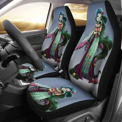 Set Of Pcs Beautiful Girl Sugar Skull Car Seat Covers