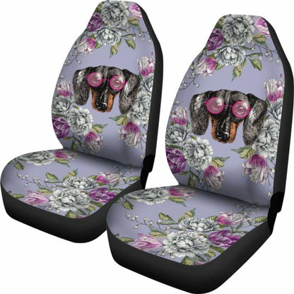 Floral Dachshund Car Seat Covers