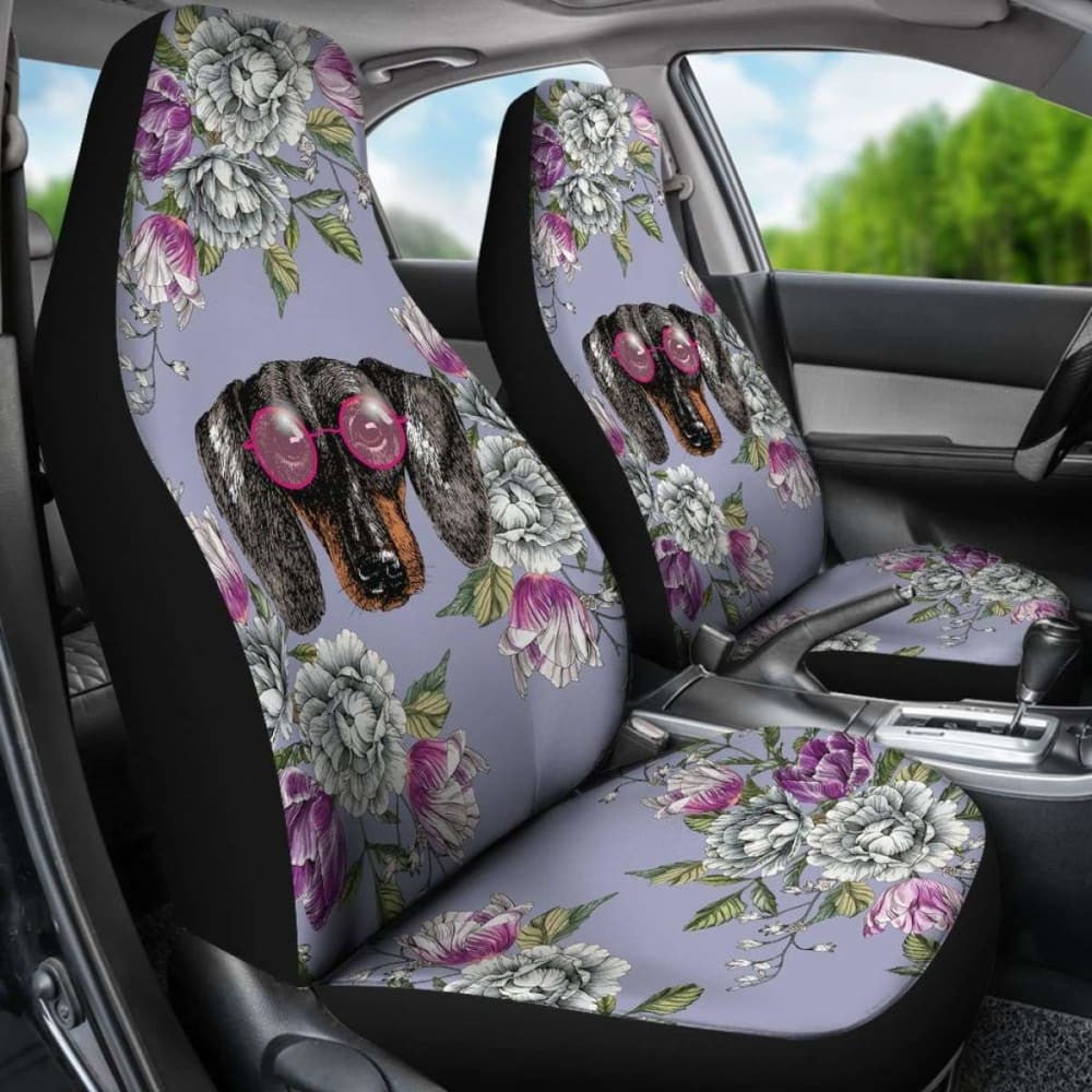 Floral Dachshund Car Seat Covers