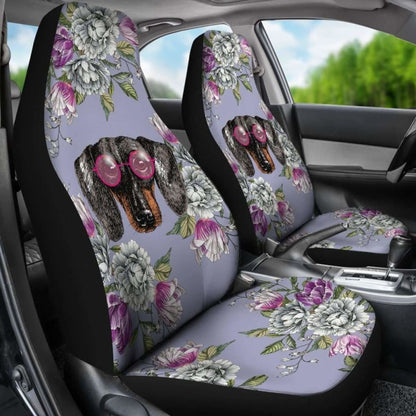 Floral Dachshund Car Seat Covers