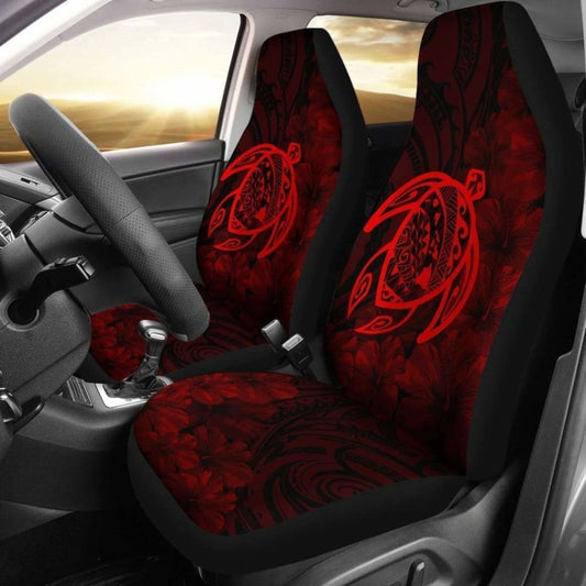 Alohawaii Car Seat Covers - Hawaii Turtle Map Hibiscus Poly Red - New Awesome
