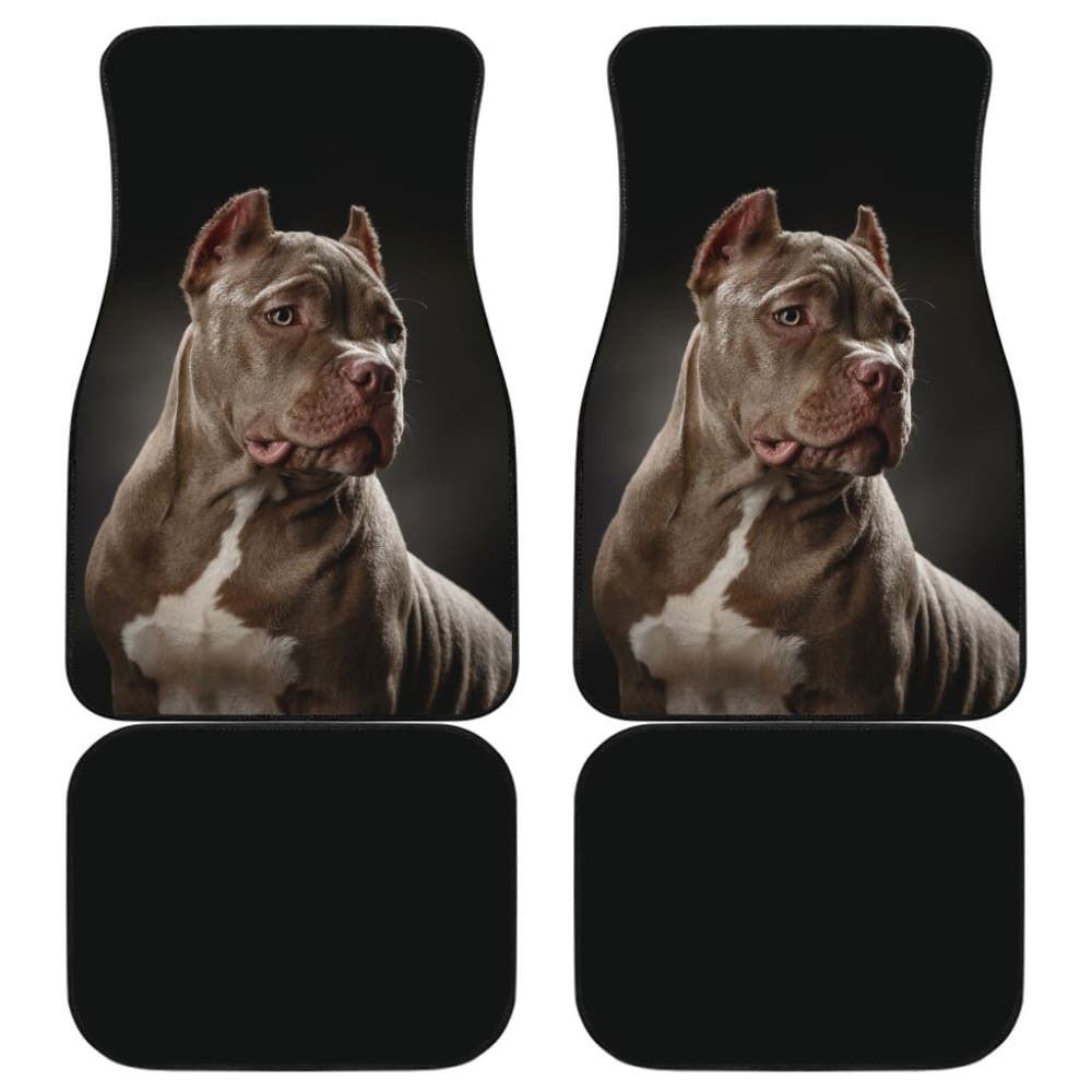 Dark Grey Pit Bull Black Car Floor Mats