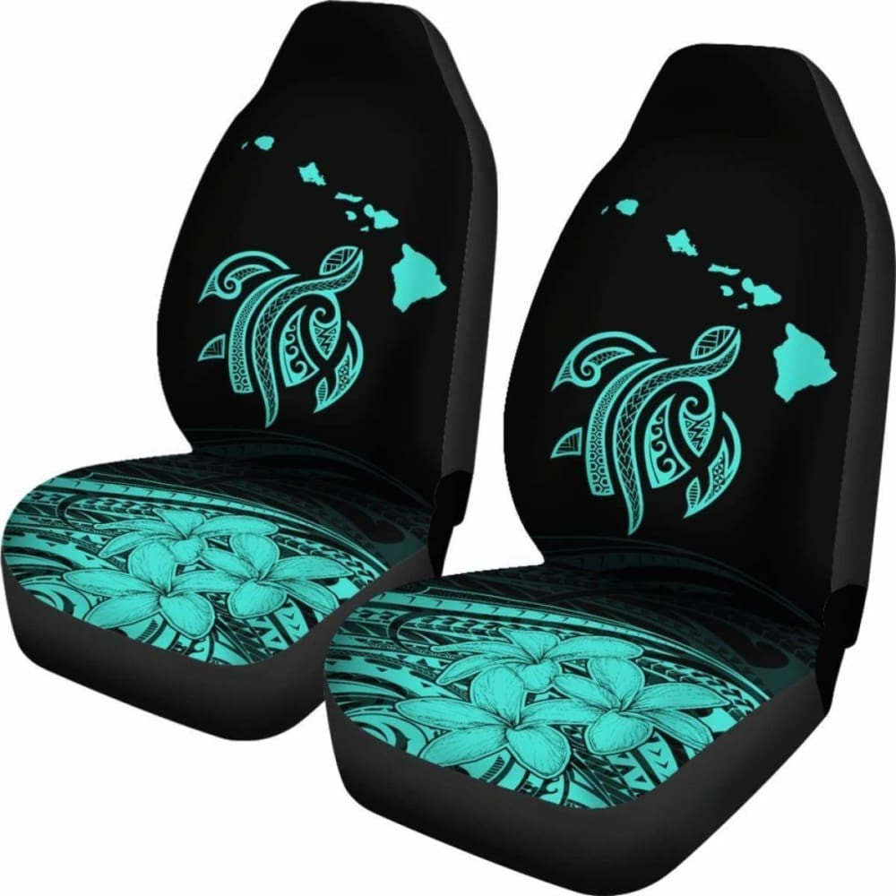 Hawaii Map Plumeria Polynesian Turquoise Turtle Car Set Covers - New - Awesome