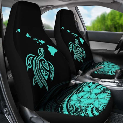 Hawaii Map Plumeria Polynesian Turquoise Turtle Car Set Covers - New - Awesome