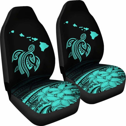 Hawaii Map Plumeria Polynesian Turquoise Turtle Car Set Covers - New - Awesome