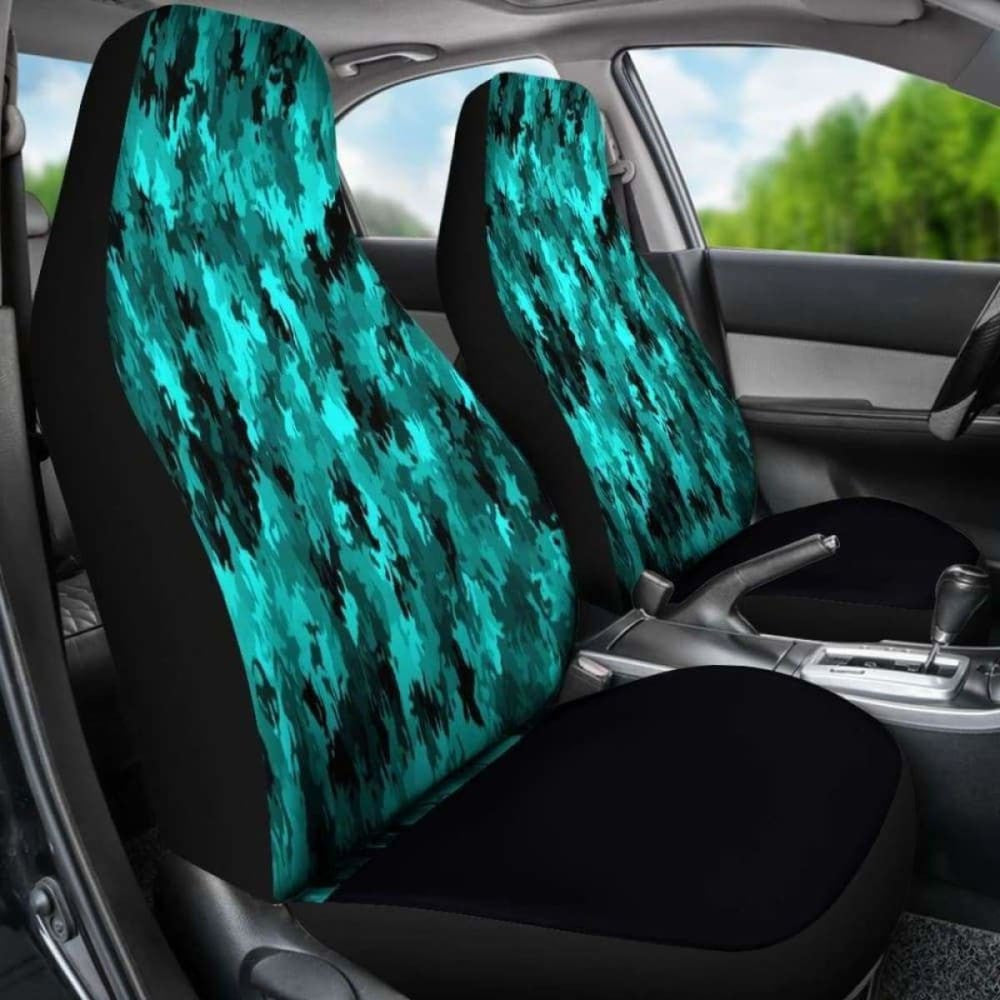 Coral Teal Camo Car Seat Covers