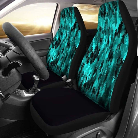 Coral Teal Camo Car Seat Covers