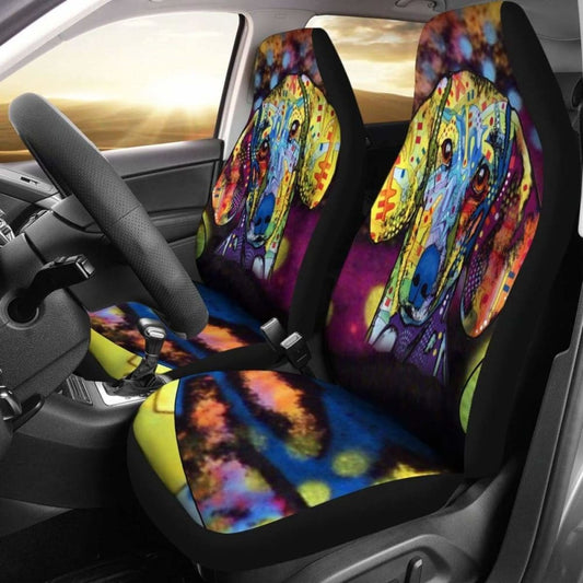 Dachshund Design Car Seat Covers Colorful Back