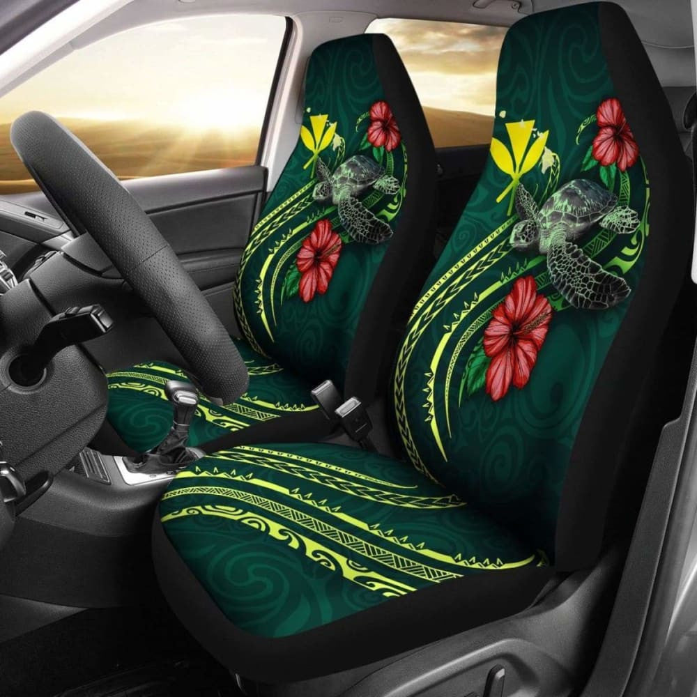 Hawaii Polynesian Car Seat Covers - Green Turtle Hibiscus - New