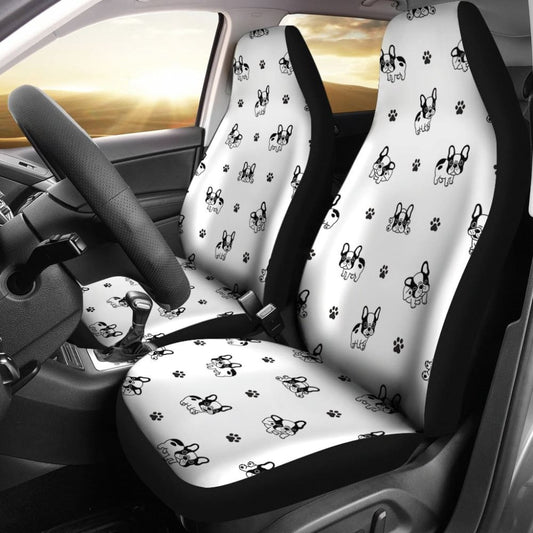 Cute French Bulldog Paw Pattern Car Seat Covers