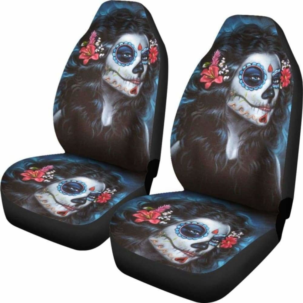 Set Pcs Beautiful Girl Seat Cover Sugar Skulls