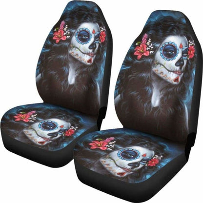 Set Pcs Beautiful Girl Seat Cover Sugar Skulls