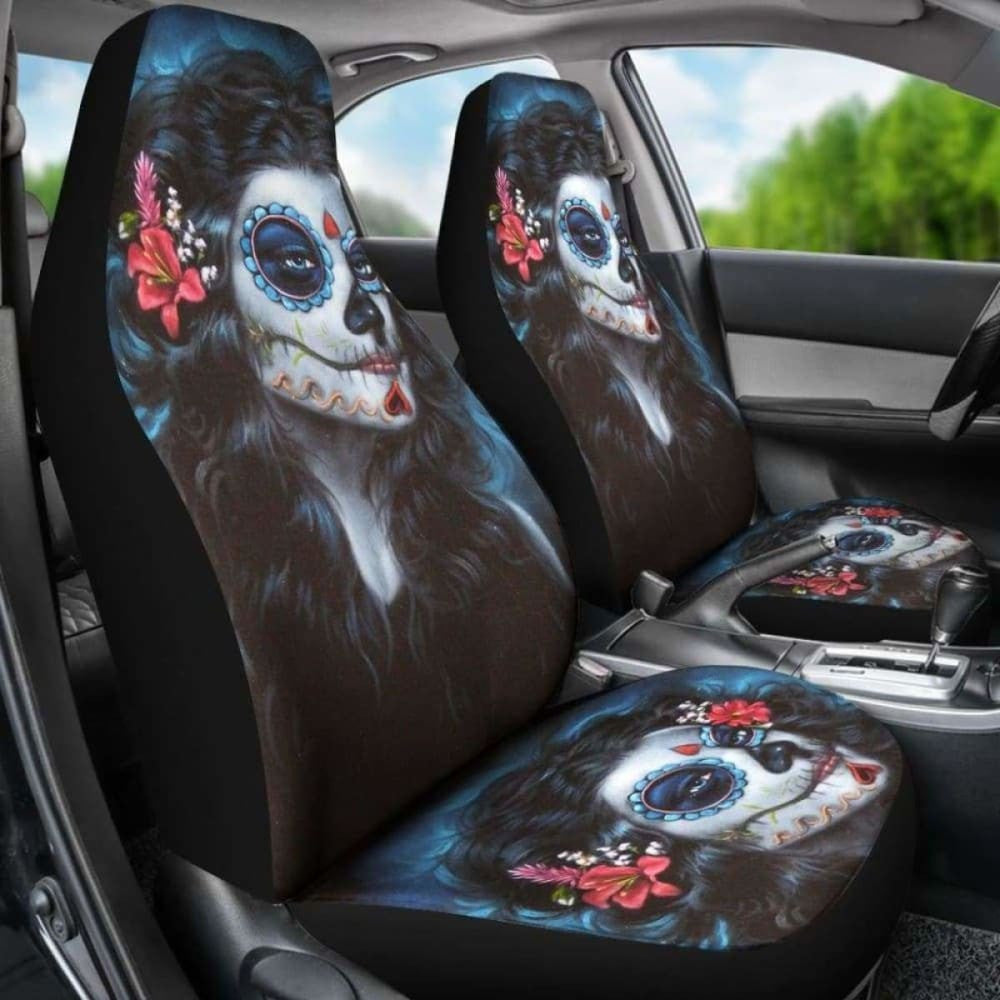 Set Pcs Beautiful Girl Seat Cover Sugar Skulls