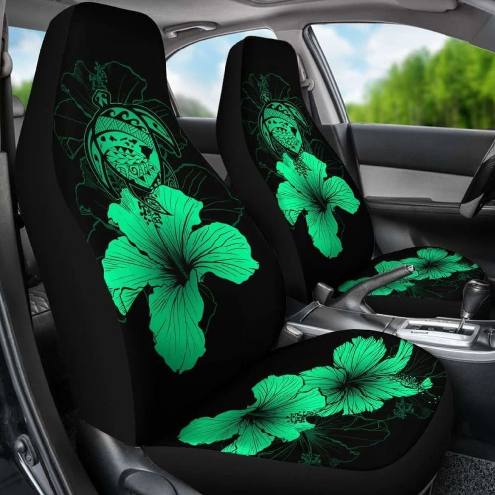 Hawaii Hibiscus Car Seat Cover - Turtle Map - Pastel Green - New