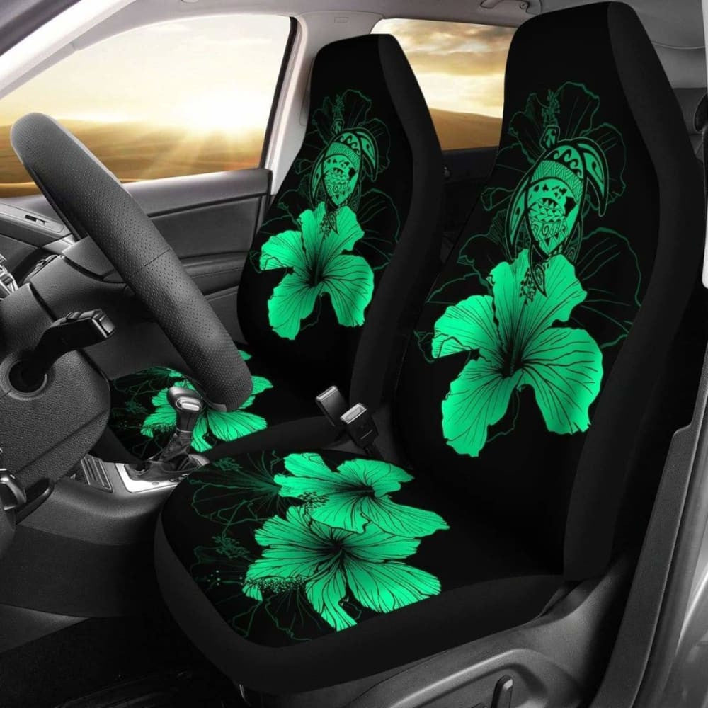 Hawaii Hibiscus Car Seat Cover - Turtle Map - Pastel Green - New
