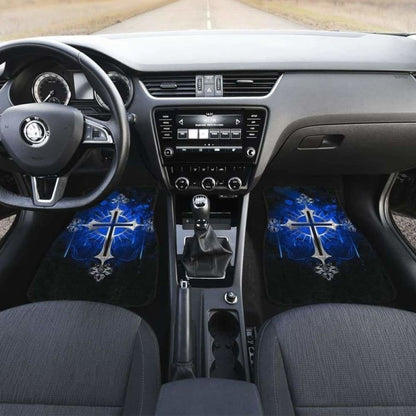 Silver Cross Blue Art Car Floor Mats