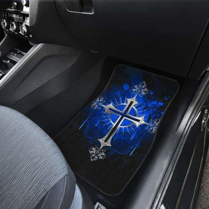 Silver Cross Blue Art Car Floor Mats