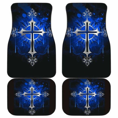 Silver Cross Blue Art Car Floor Mats