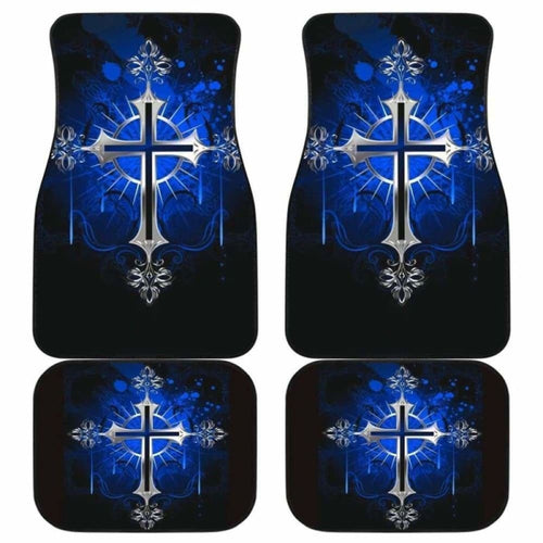 Silver Cross Blue Art Car Floor Mats