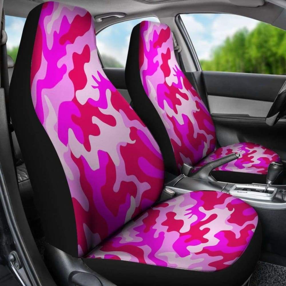 Neon Pink Military Camo Inspired Car Seat Covers Set Of
