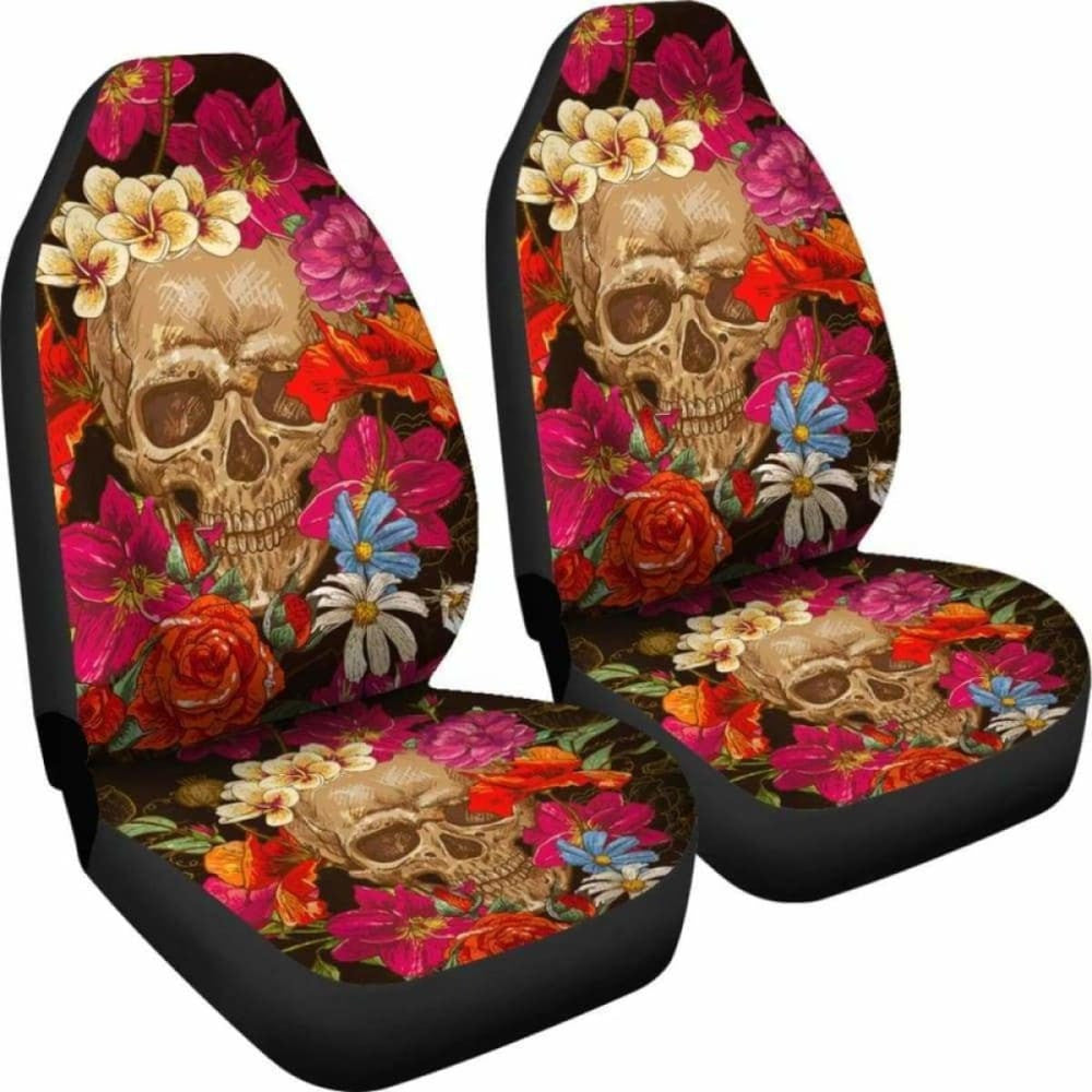 Set Of Pcs Floral Skull Car Seat Covers