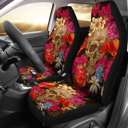 Set Of Pcs Floral Skull Car Seat Covers