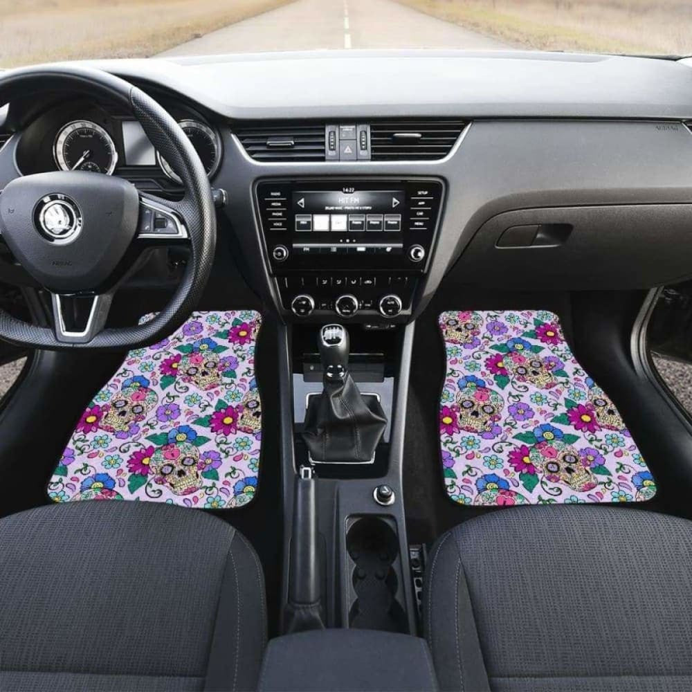 Sugar Skull Floral Car Mats, Car Floor Mat