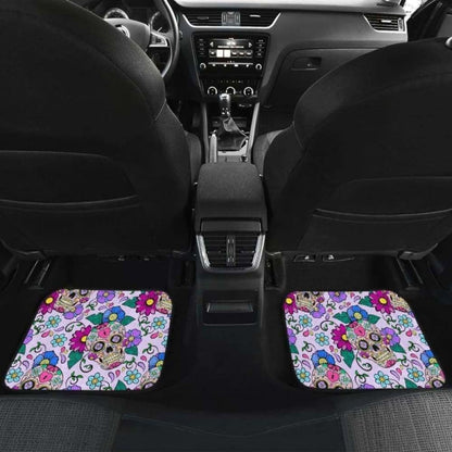 Sugar Skull Floral Car Mats, Car Floor Mat
