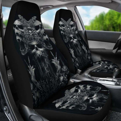 Set Of - Gothic Skull Car Seat Covers