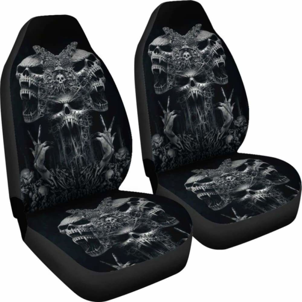 Set Of - Gothic Skull Car Seat Covers