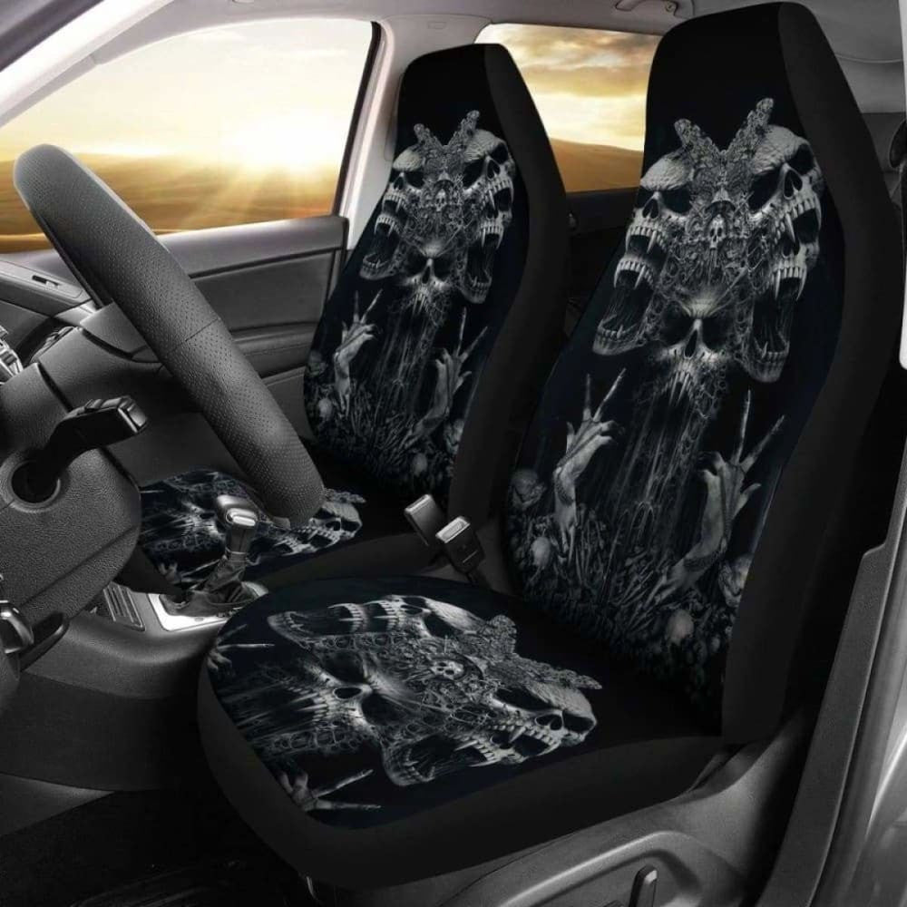 Set Of - Gothic Skull Car Seat Covers