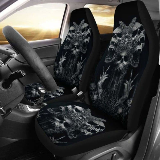 Set Of - Gothic Skull Car Seat Covers