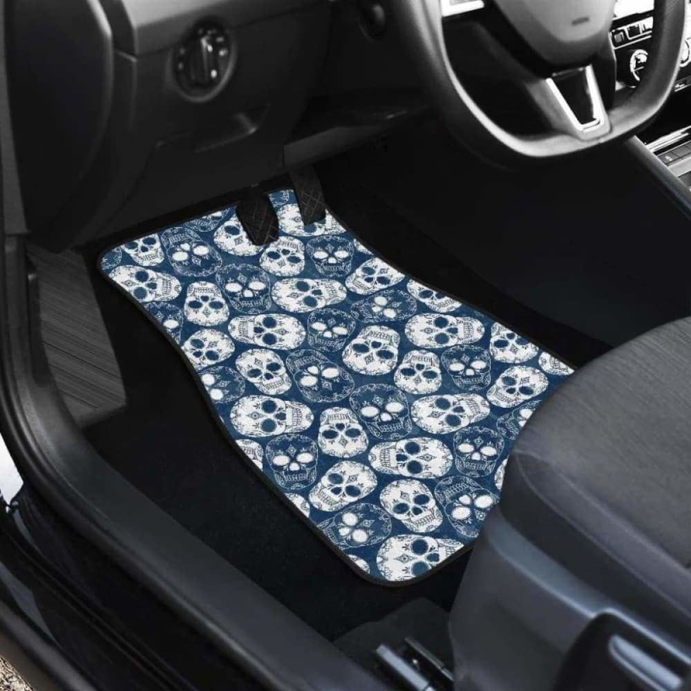 Set Of Pcs Floral Sugar Skull Car Mats