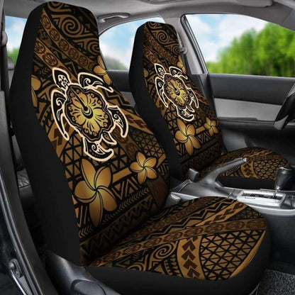 Hawaii Mix Polynesian Turtle Plumeria Car Seat Covers - Brown -
