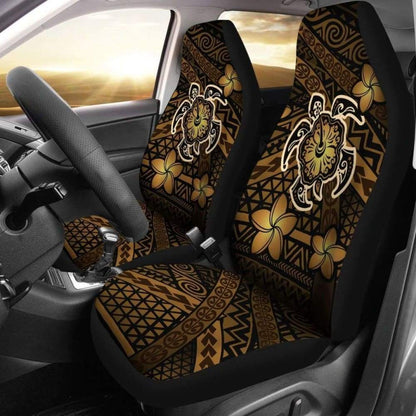 Hawaii Mix Polynesian Turtle Plumeria Car Seat Covers - Brown -