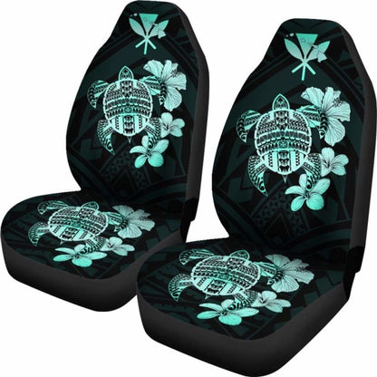 Hawaiian Kanaka Hibiscus Plumeria Mix Polynesian Turtle Car Seat Covers Turquoise New Awesome